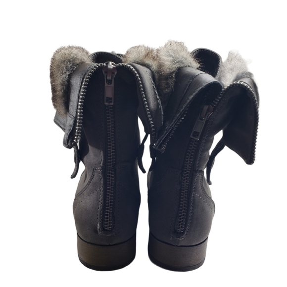 Just Fab Rhona Lace Up Faux Fur Boots Sz 6 - Picture 7 of 9
